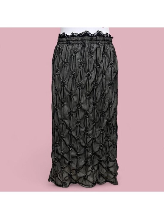 Pretty Angel Dresses & Skirts - black floral quirky whimsical whimsygoth grunge mesh silk blend midi skirt